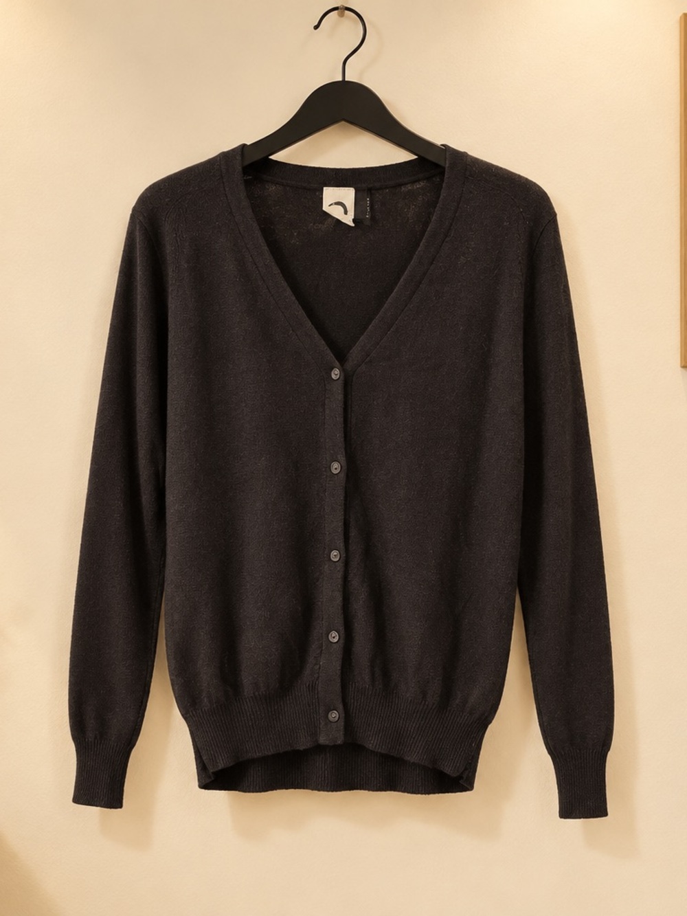 Women's Black V-Neck Button-Front Cardigan Sweater
